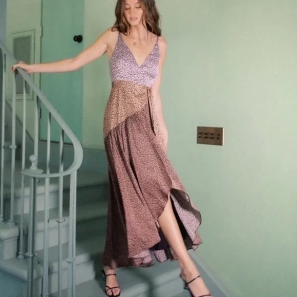 Anthropologie Hutch Contrast Floral Wrap Midi Dress, Size 1X - Picture 6 of 8